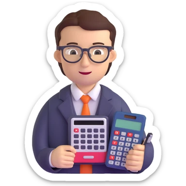 accountant with glasses and calculator sticker