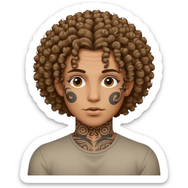 curly haired and heavy face tattoed person with a unique face and style sticker