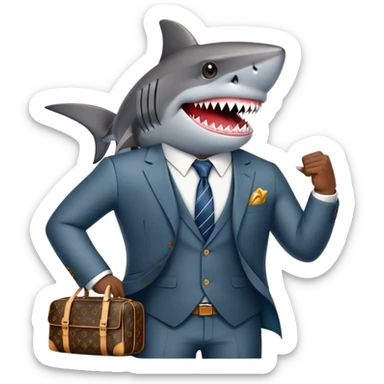 "Shark in Business" - a shark wearing a stylish Louis Vuitton suit looks like a successful entrepreneur. sticker