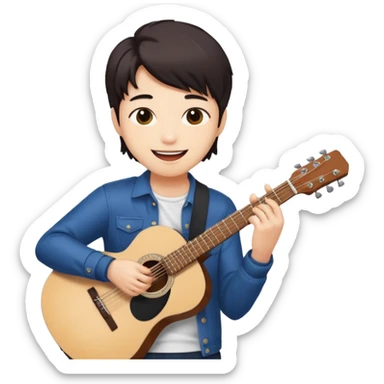 a kpop idol plying a guitar sticker