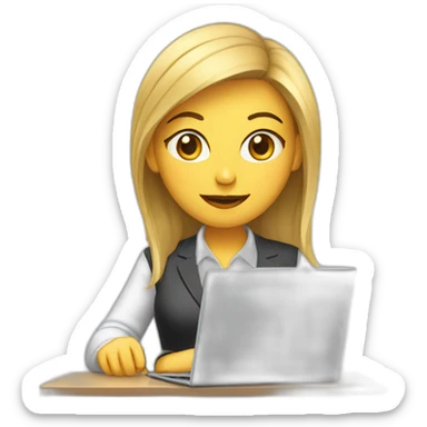 Office girl with computer sticker