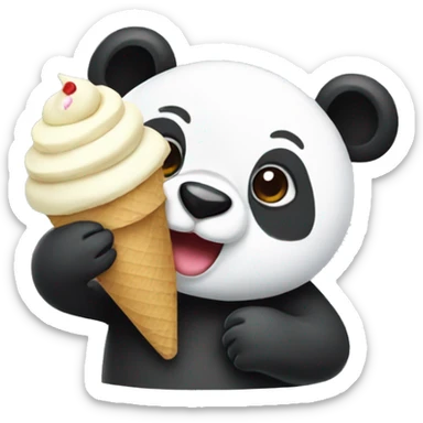 Panda eating ice cream sticker