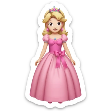 Princess peach full body with a pink ribbon tied to her hair sticker