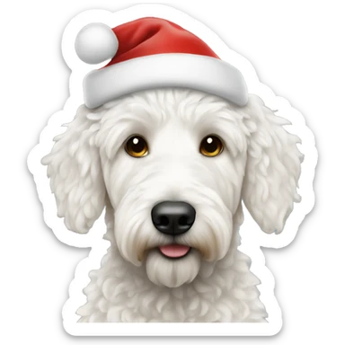 White golden doodle Santa hat sticker