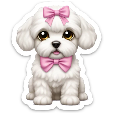 Schichon puppy pink bow sticker
