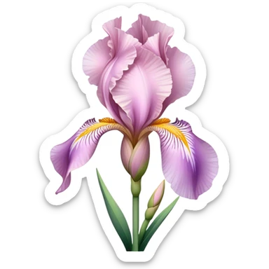 single Soft Pink Iris, straight stem sticker