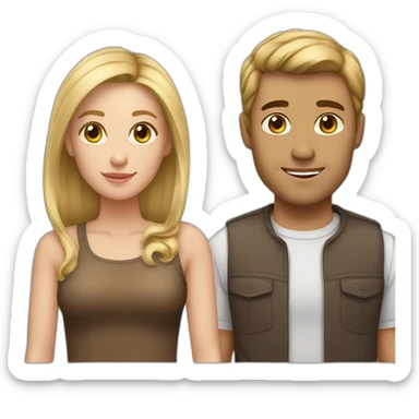 couple brown hair man and blonde hair woman sticker