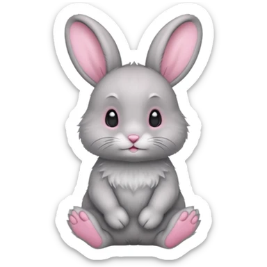 baby grey rabbit sticker