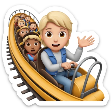 a person riding a rollercaster and being really scared sticker