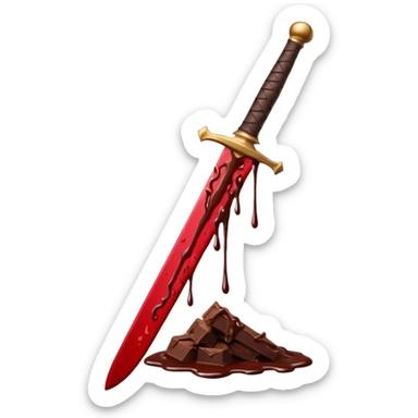 Blood on sword with chocolate sticker
