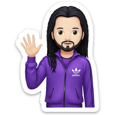 Jonathan Davis long black hair, sequin purple Adidas outfit sticker