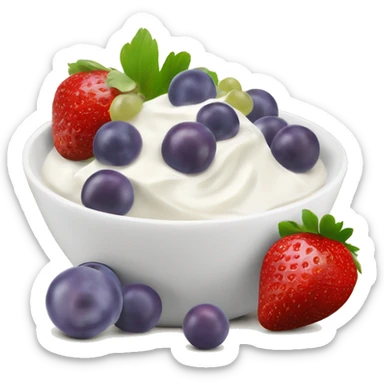 fruit yogurt bowl with strawberries and grapes sticker