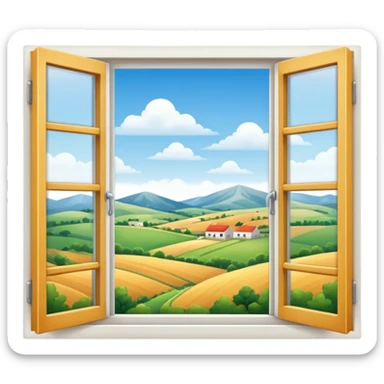 white open window countryside sticker