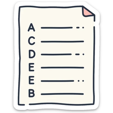 paper with multiple choice answers labeled a) and b) sticker