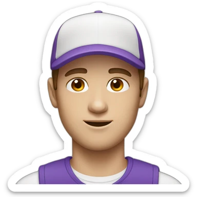 guy with brown hair and a purple cap white skin sticker