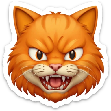angry cat with fangs, front face  sticker