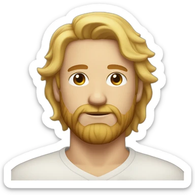 man longs hair colors blond honey eyes closed freckles under the eyes discreet beard  sticker