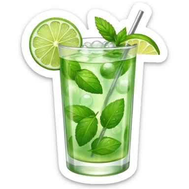 A mojito filled with mint leaves, lime wedges, and sparkling bubbles.
 sticker