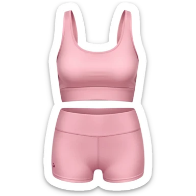 stylish pink yoga clothing emoji, fitted crop top and high-waisted shorts, soft stretchy material, modern comfortable look sticker