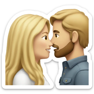 White skin Man with brown hair and beard kissing white woman blonde long hair  sticker