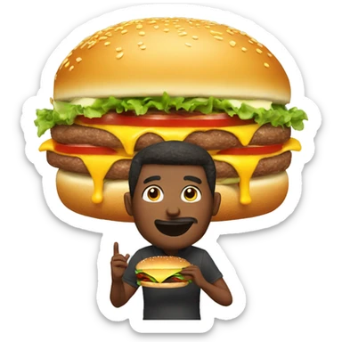 Man eating worlds biggest burger sticker