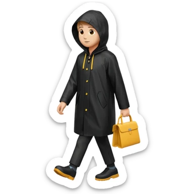 black Raincoat Pedestrian  sticker