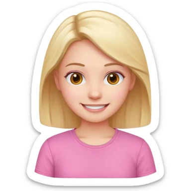 smiling girl in pink shirt sticker