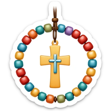 ten beads on a string in a circle with a cross attached sticker