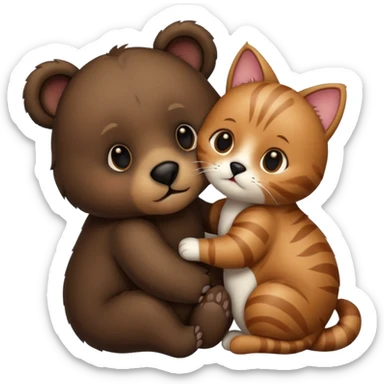 Bär küsst Katze sticker