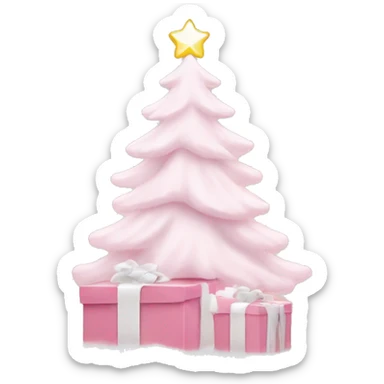 Light pink Christmas gifts under a white Christmas tree  sticker