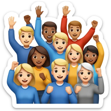 community of people cheering together sticker