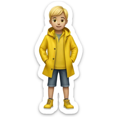 Little Boy yellow Raincoat sticker