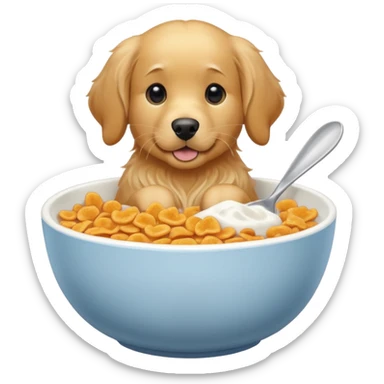 dog in a bowl of cereal sticker