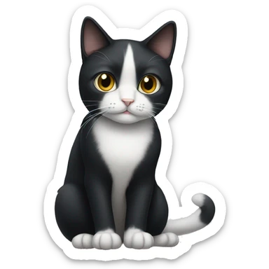 tuxedo cat with a small white mustache  sticker