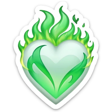 White heart twitch green flames on the background sticker