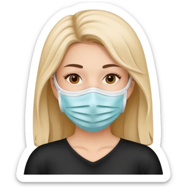 A woman with a face mask that only covers her face sticker