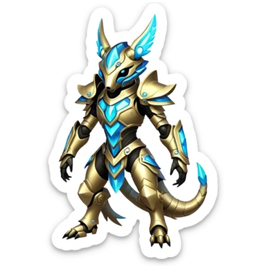 Shiny Epic Edgy Cool Colorful Vibrant Modern Vernid-Protogen-creature-animal, full body sticker