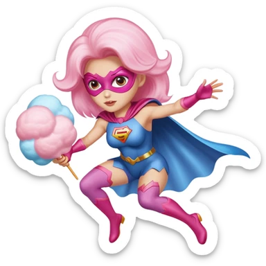 cotton candy woman super hero flying sticker