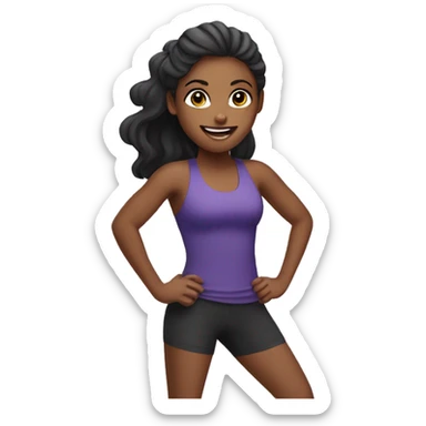 Positive girl doing fitness  sticker