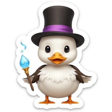 white baby duck with magician hat
 sticker