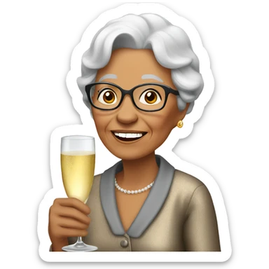 A grandmother with champagne sticker