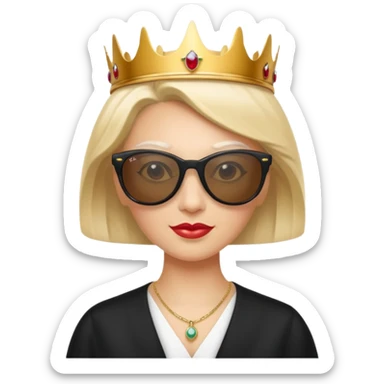 A queen who is a graphic designer and wears Ray-Ban Sunglasses  sticker