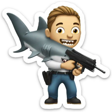 shark with gun sticker