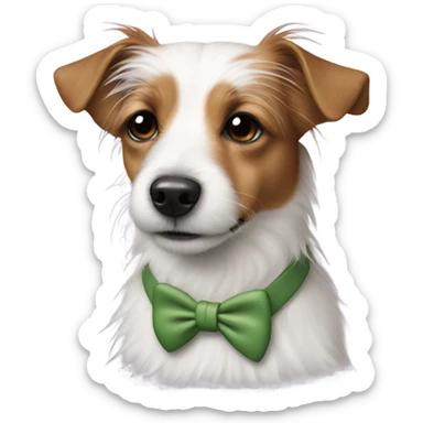 long haired jack russell wearing a bow  sticker