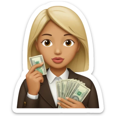 un banco de dinero y una persona haciendo gesto de silencio sticker