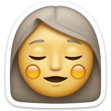 A neutral-colored emoji face (light gray or pale yellow) with half-closed eyes, small dark circles underneath, and a tiny straight-line mouth. A small power symbol (⏻) floats above the head or appears faded on the forehead, suggesting low energy or mental exhaustion. sticker