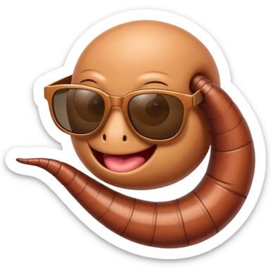 Un ver de terre avec des lunettes de soleil sticker
