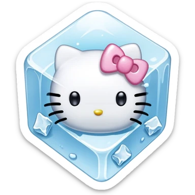 Cute hello kitty with ice cube sticker