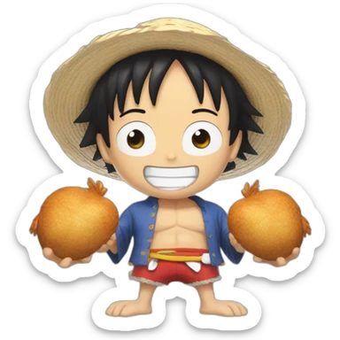 Luffy qui mange une cuisse de poulet sticker