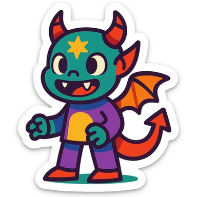 kid character that is 20% dragon, 60% alien, and 20% demon sticker